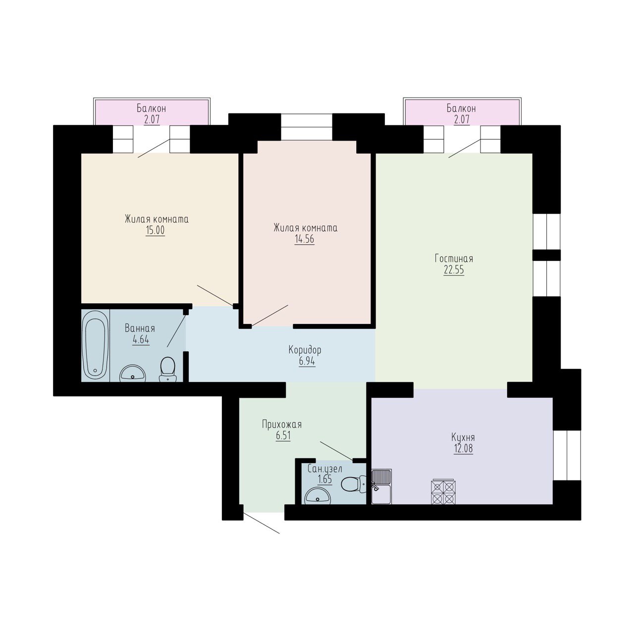планировка квартиры 88 м2